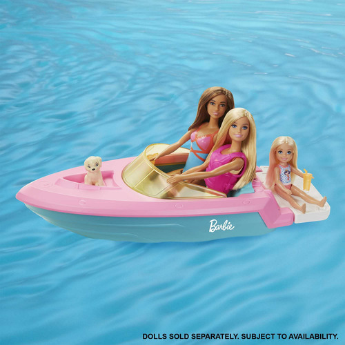 Barbie Barco Con Cachorro Y Accesorios, Flota En Agua .