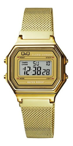 Reloj Unisex Q&q Digital Malla Acero Dorado M173j026y Febo