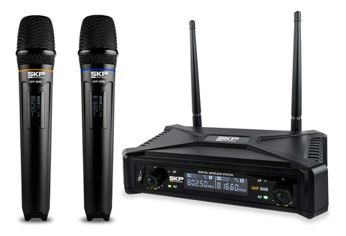Microfonos Inalambricos Skp Uhf-300d Dinamicos 70m
