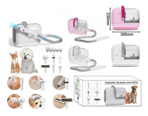 Conjunto 6 Em 1 Aspirador Para Pelos De Cachorro Gato Tosa Cor Branco