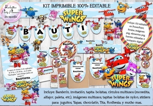 Kit Imprimible Candy Bar Super Wings 100% Editable