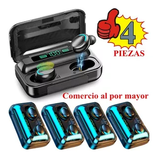 Audífonos Bluetooth Inalambrico F9 Cargador Portatil Color Negro Color de la luz Verde