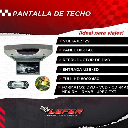 Imagen 2 de 8 de Pantalla De Techo Auto 9 Full Hd Dvd/usb/sd/juegos - Digital