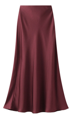 Nuevo Falda Larga De Raso Con Cola De Pez For Mujer Elegante