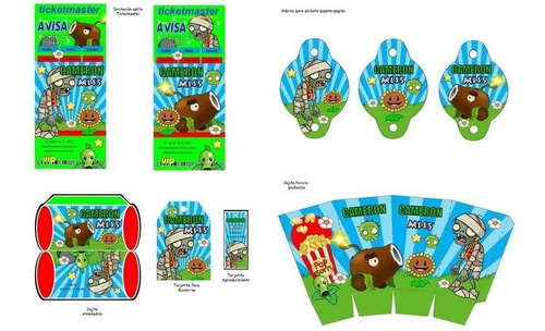 Kit Imprimible Candy Bar Plantas Vs Zombies Fiesta 3x1