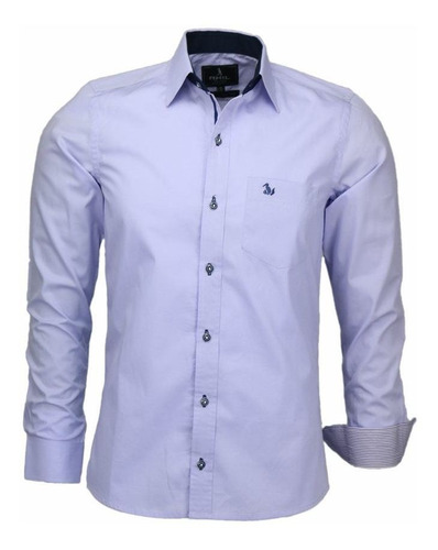 Camisa Boat Manga Longa Slim Algodão Fio 50  Lilás  1564