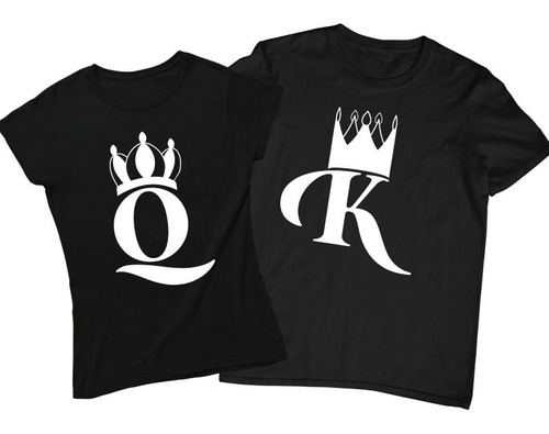 Dúo De Playeras De Pareja - Novios- Queen & King - Q & K