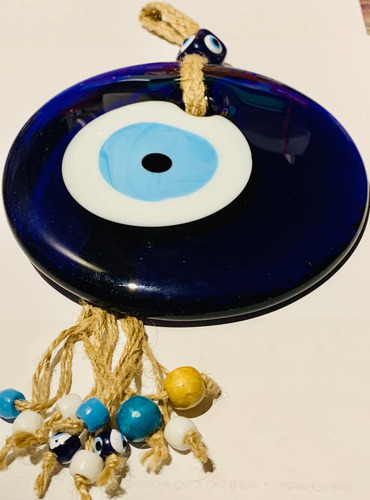 Imagen 3 de 3 de Amuleto Ojo Turco Grande Proteccion 15 Cm Vidrio Colgante
