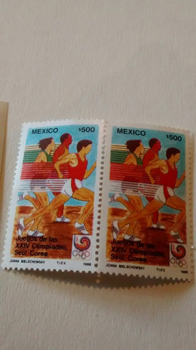 Imagen 2 de 3 de 2 Timbres Postales Juegos De 24 Olimpiada Seul 1988 Nuevo
