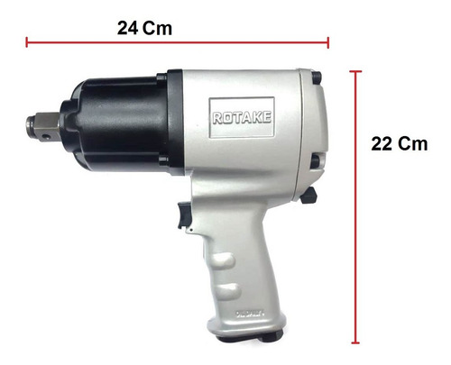 Imagen 2 de 10 de Llave Pistola Impacto Neumatica 3/4 1220 Nm Rotake 5560