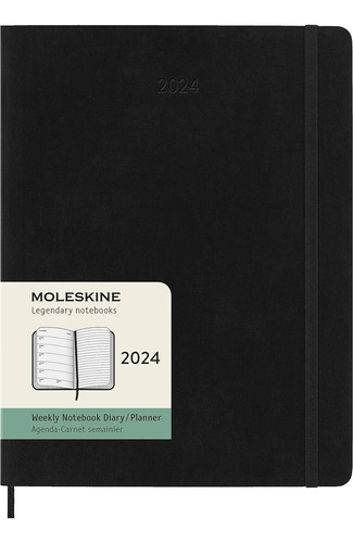 Agenda Semanal Moleskine 2024 Tapa Blanda Negra-xl