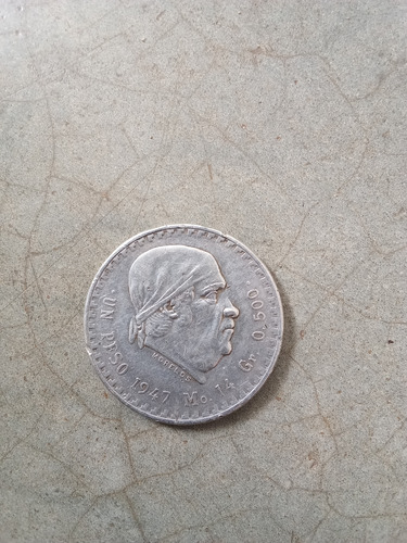 Antigua Moneda De Un Peso De Plata Del Año 1947