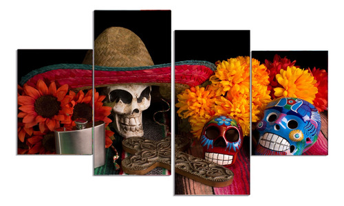 Set De 4 Cuadros Calaveras Ofrenda 80x150cm