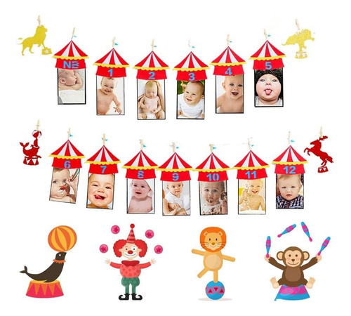 Circus 12 Meses Foto Banner The Big One Circus Themed B...