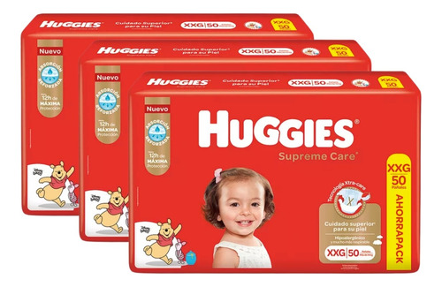 3 Pack Pañales Huggies Supreme Care Grande Xg Xxg Xxxg Rojo