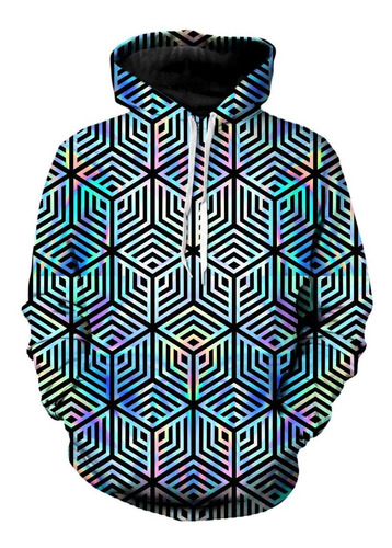 Hexágono Holográfico Impreso 3d Unisex Divertido Sudadera Co