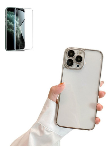 New Funda Transparente De Pc Con Película De Lente For iPhone