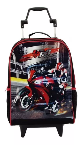 Mochila Infantil Viabags Com Rodinhas - Moto De Corrida