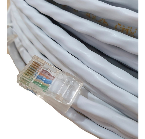 Imagem 3 de 3 de Cabo Rede 10 Metros 10m Internet Cat5e Lan Crimpado Branco