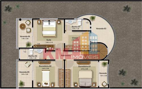 Imagem 6 de 6 de Venda! Casa Duplex Em Fase De Construção No Bairro Santo Antônio Em Mossoró - Ca3845