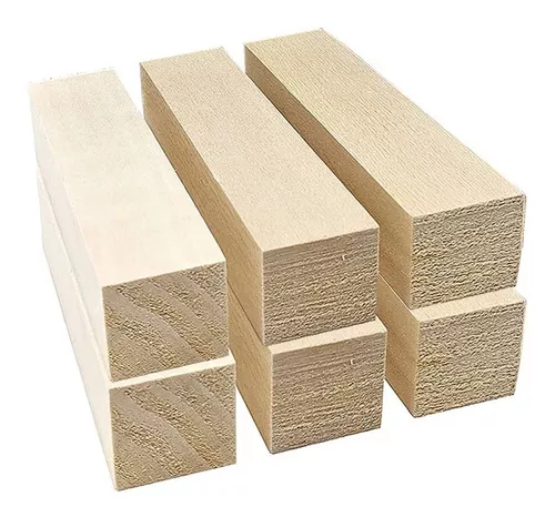 Juego de 8 bloques grandes de madera para tallar/tallar tilo, 1-1/2 x  1-1/2 x 6
