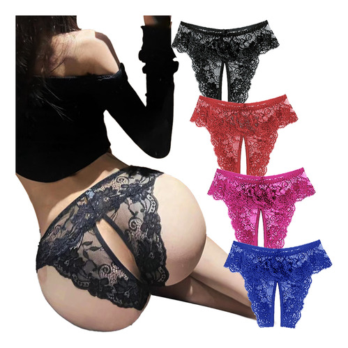 Paquete De 4 Sensuales Calzones Encaje Interior Talla Grande