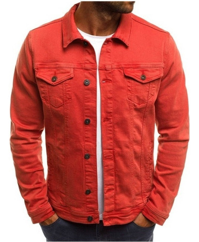 Chaqueta De Jeans De Hombre De Color Liso Slim Fit