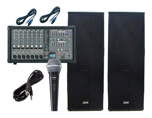 Combo Sonido Mixer Pot Usb + Cajas + Microfono Shure