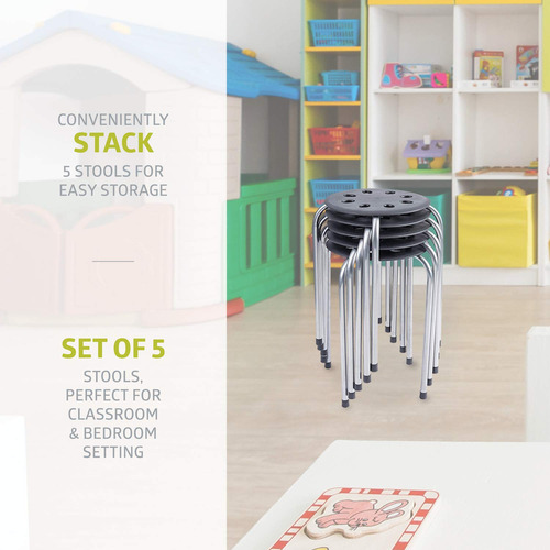 Taburetes De Aula De Acero Para Niños Juego De Cinco Negro Y