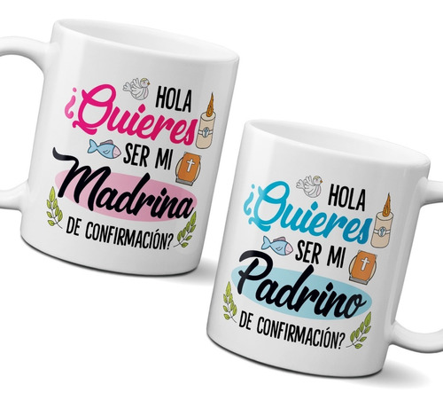 Tazas Dúo 11 Onzas Quieres Ser Mi Madrina / Padrino Confirma