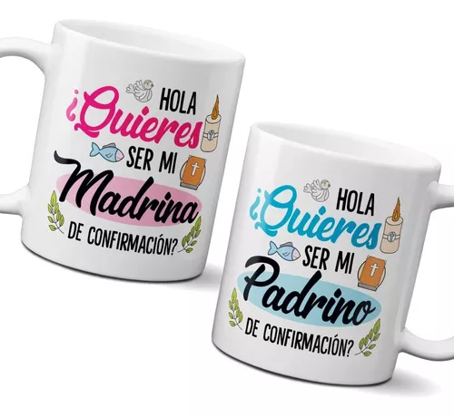 Tazas Dúo 11 Onzas Quieres Ser Mi Madrina / Padrino Confirma