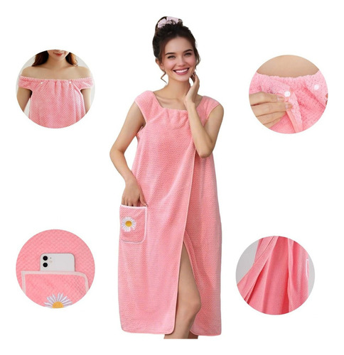 . Toalla De Microfibra Bata De Mujer Suave Y Absorbente