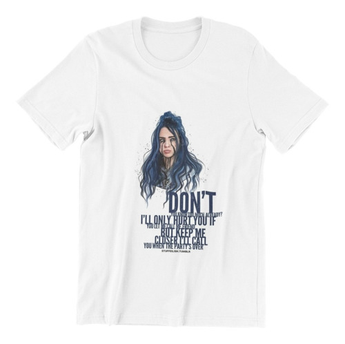 Polera Unisex Billie Eilish Letra Cancion Estampado Algodon