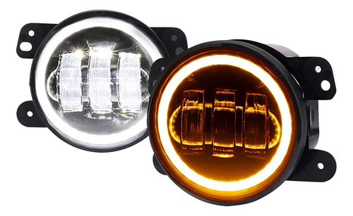 Par Faros Led Redond Niebla 4'' Aojos Angel Jeep Wrangler Jk