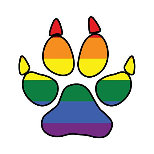 Rainbow Gay Pride Dog Pawprint Furry Pride - Calcomaní...