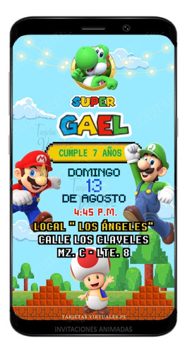 Tarjeta Digital Con Tematica De Mario Bros