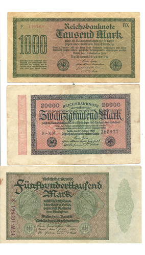Alemania: Lote 3 Billetes 1922/23 !muy Buenos!