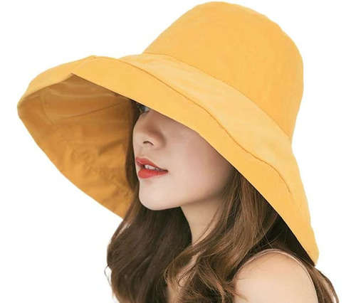 Sombrero Sol Mujer, Ala Ancha, Protección Uv, Sombrero Cubo