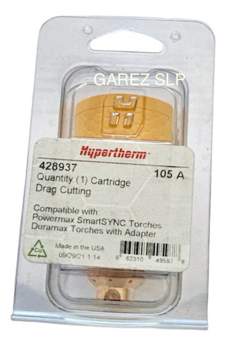 Cartucho Hypertherm Sync 105 Amp 428937 Drag Cutting 1 Pz