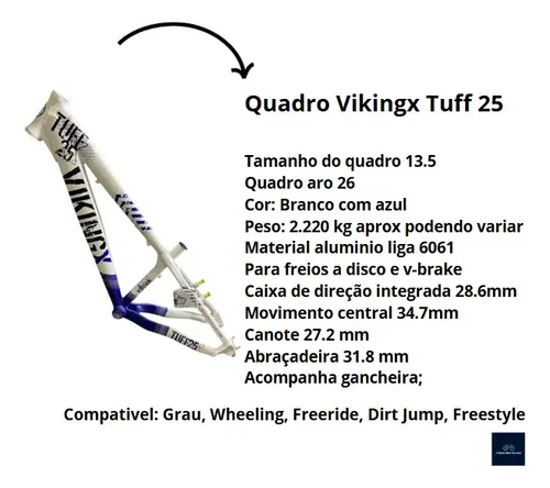 Quadro 26 Vikingx Tuff 25 Dirt Jump Branco Com Azul | MercadoLivre
