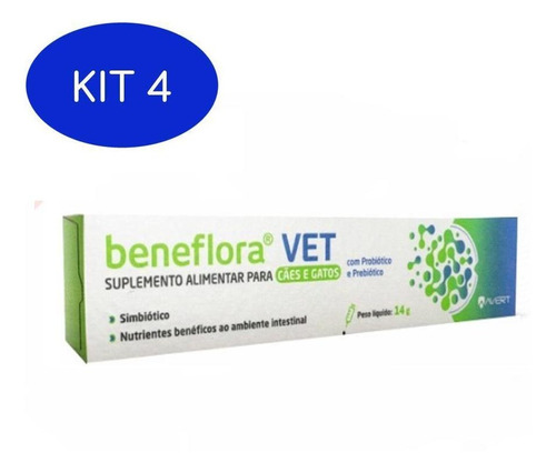 Kit 4 Beneflora Vet 14g Suplemento Alimentar Para Cães E