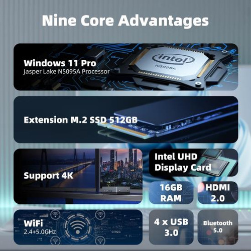 Minipc Cybergeek Nano Win 11 Pro, Intel N5095a De Cuatro Núc