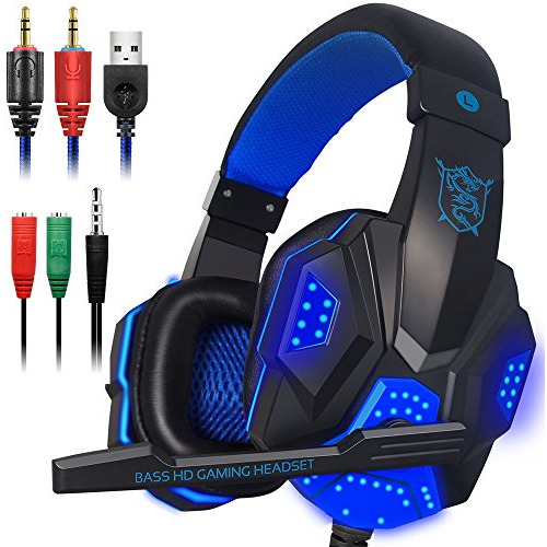 Auriculares Para Juegos Con Microfono Y Luz Led Para Ordenad