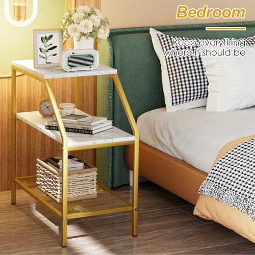 Wolawu Mesa Auxiliar 3 Niveles 2pcs Mesita De Noche De Mader