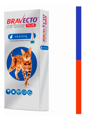 Bravecto Plus Gato 2.8-6.25 Kg Antiparasitario Int/ext Mh