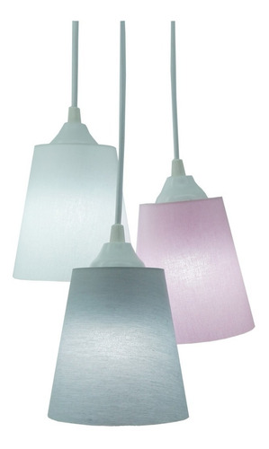 Lustre Pendente Luminária Bebê Cacho Cinza, Rosa E Branco Cor Rosa, branco e cinza 110V/220V