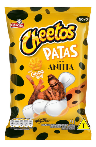 Salgadinho de Milho Elma Chips Cheetos Patas com Anitta cheddar wow 41 g