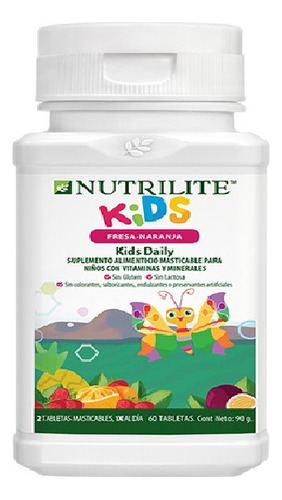 Nutrillite Daily Kids 60 Tabletas Masticables Sabor Fresa Naranja