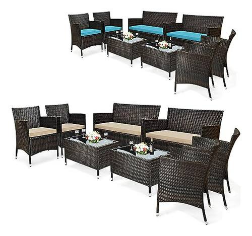 Juego De Muebles De Patio Rattan 8 Piezas.