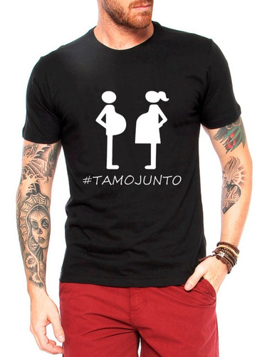 Camiseta #tamojunto/tamu Papai Camisa Grávidos Gestante